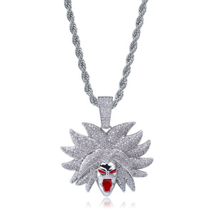 Broly The Legendary Super Saiyan Premium Gold/Silver Cz Necklace with Chain